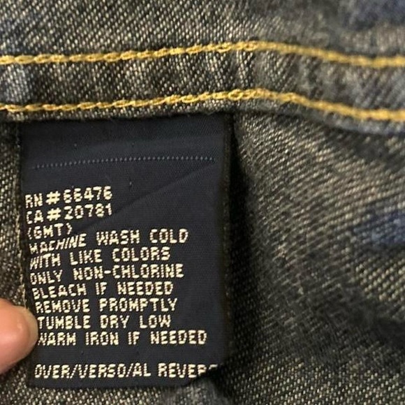 Vtg y2k Tommy jeans denim sleeveless snap button dark wash jean kids sz 6 Large - Picture 6 of 7